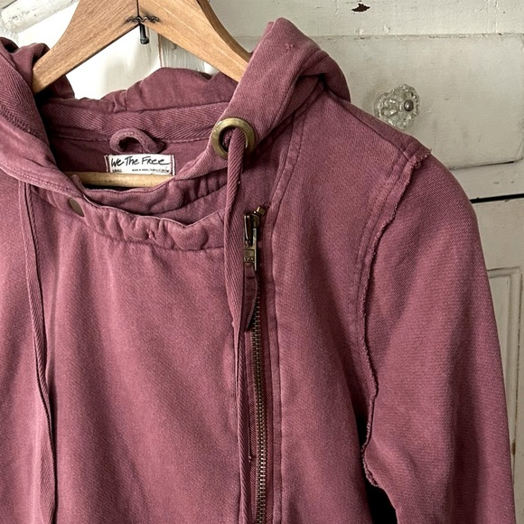 Free People | Women’s dark mauve You Asked For It Moto jacket hoodie, size S - Picture 9 of 16